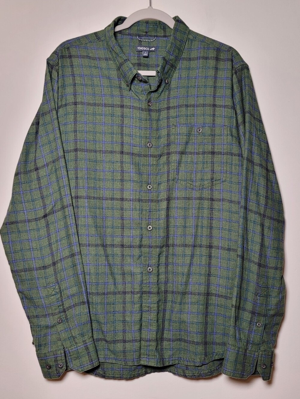 Toad&Co Mens Airsmyth LS Flannel Plaid Button-Down Shirt Sz L Long Sleeve Rodeo